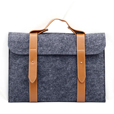 Leather Strip Wool Laptop Sleeve 10-inch - Laptop Bags Australia