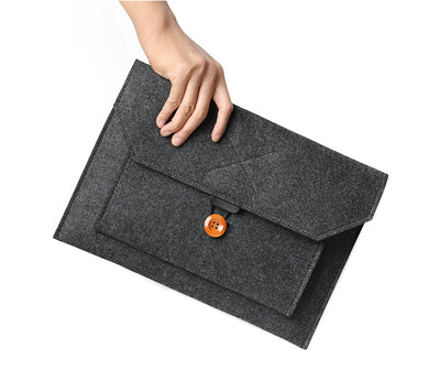 The Buttoned Wool Laptop Sleeve - Laptop Bags Australia